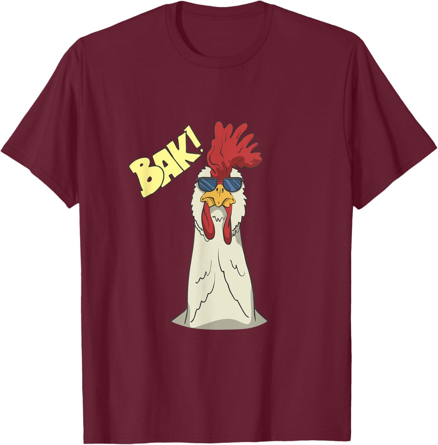 Rooster With Sunglasses T-Shirt - T-Shirt | Maroon