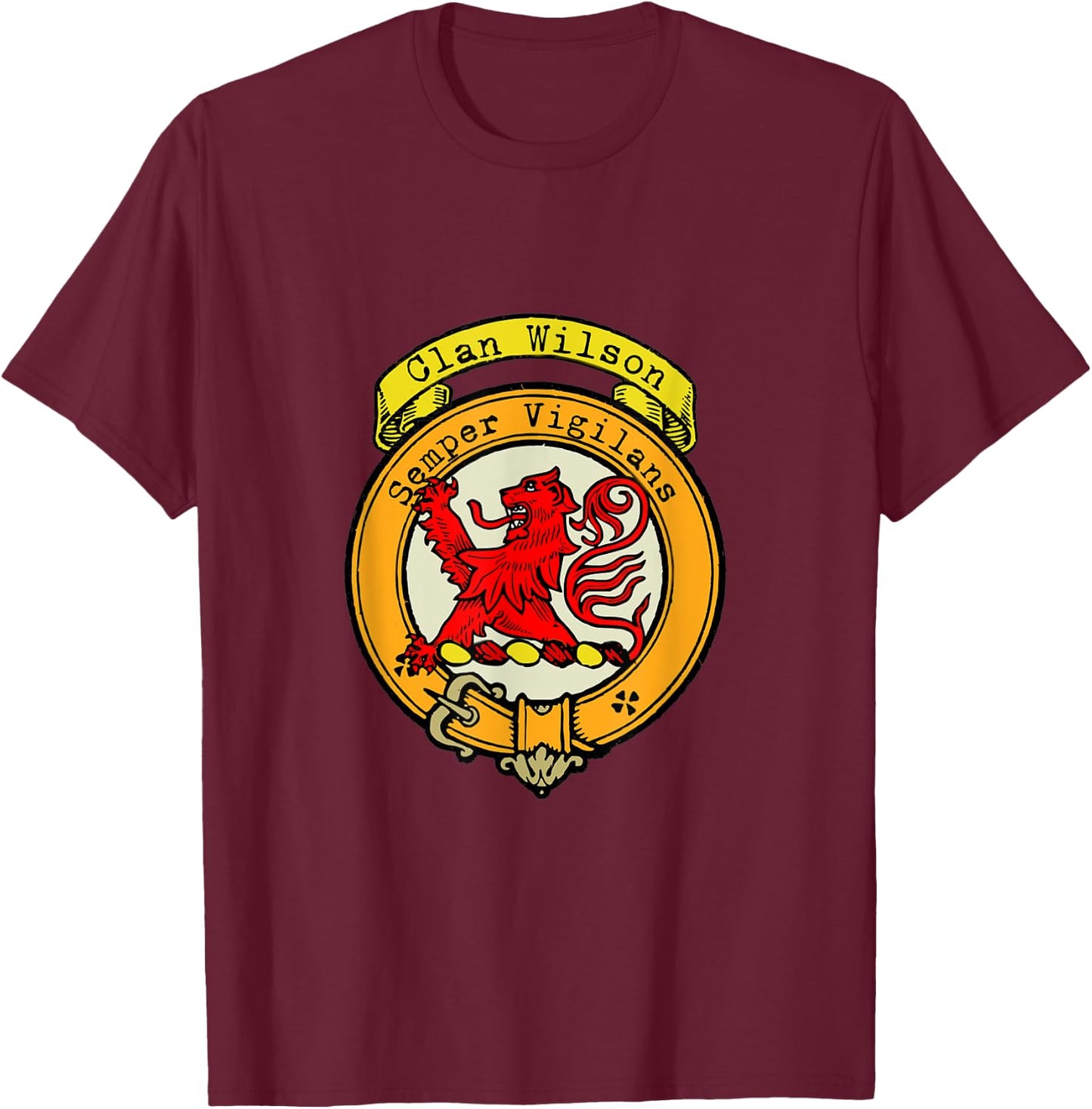 Clan Wilson Scottish Crest T-Shirt - T-Shirt | Maroon