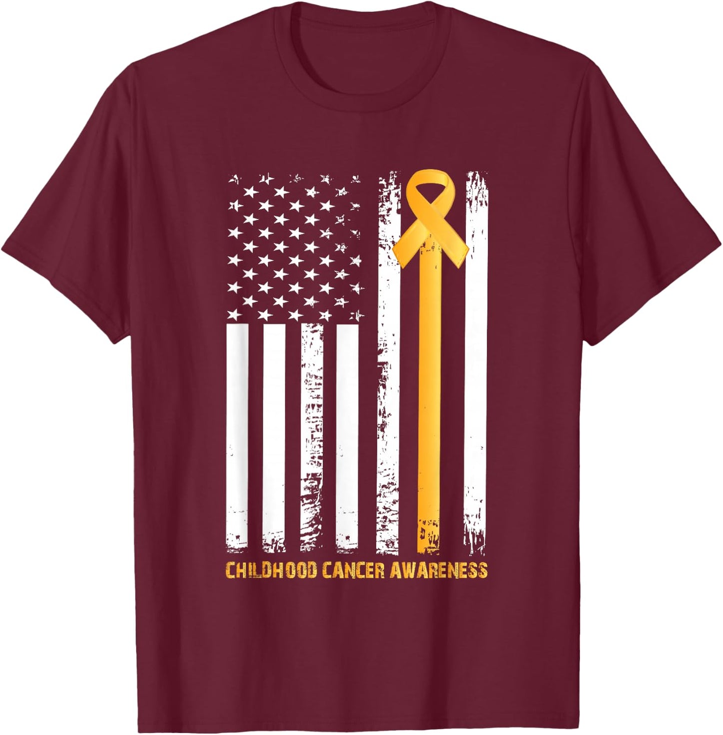 ribbon in a flag, Childhood cancer awareness T-Shirt - T-Shirt | Maroon