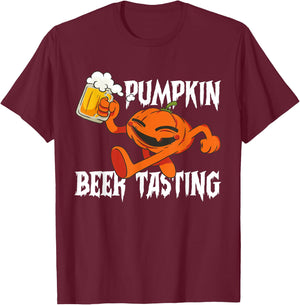 Pumpkin Beer Tasting Funny Beer Lover Horror Fan Gift T-Shirt - T-Shirt | Maroon
