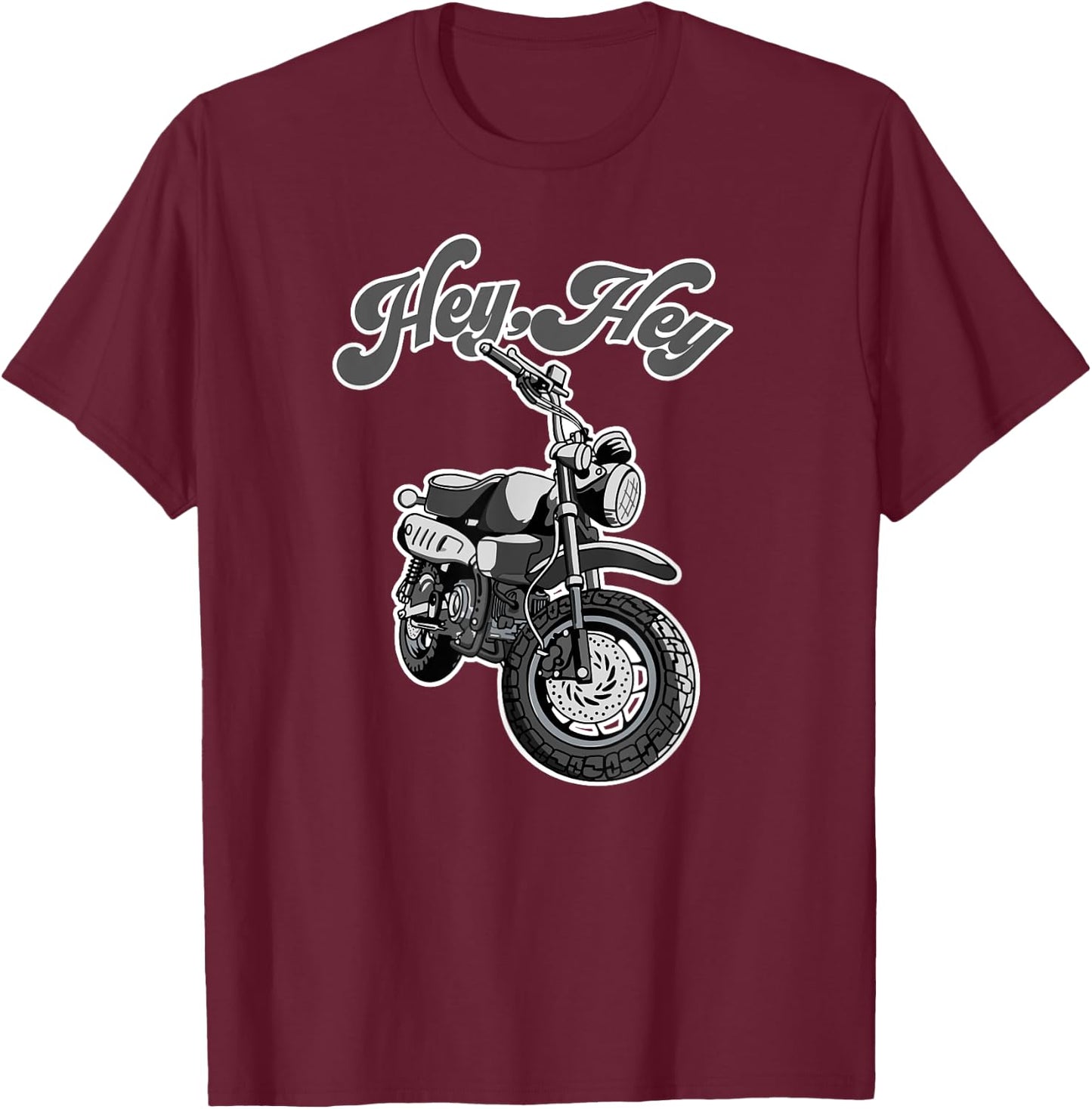 Hey, Hey Motorcycle: mini bike moto Monkey funny T-Shirt - T-Shirt | Maroon
