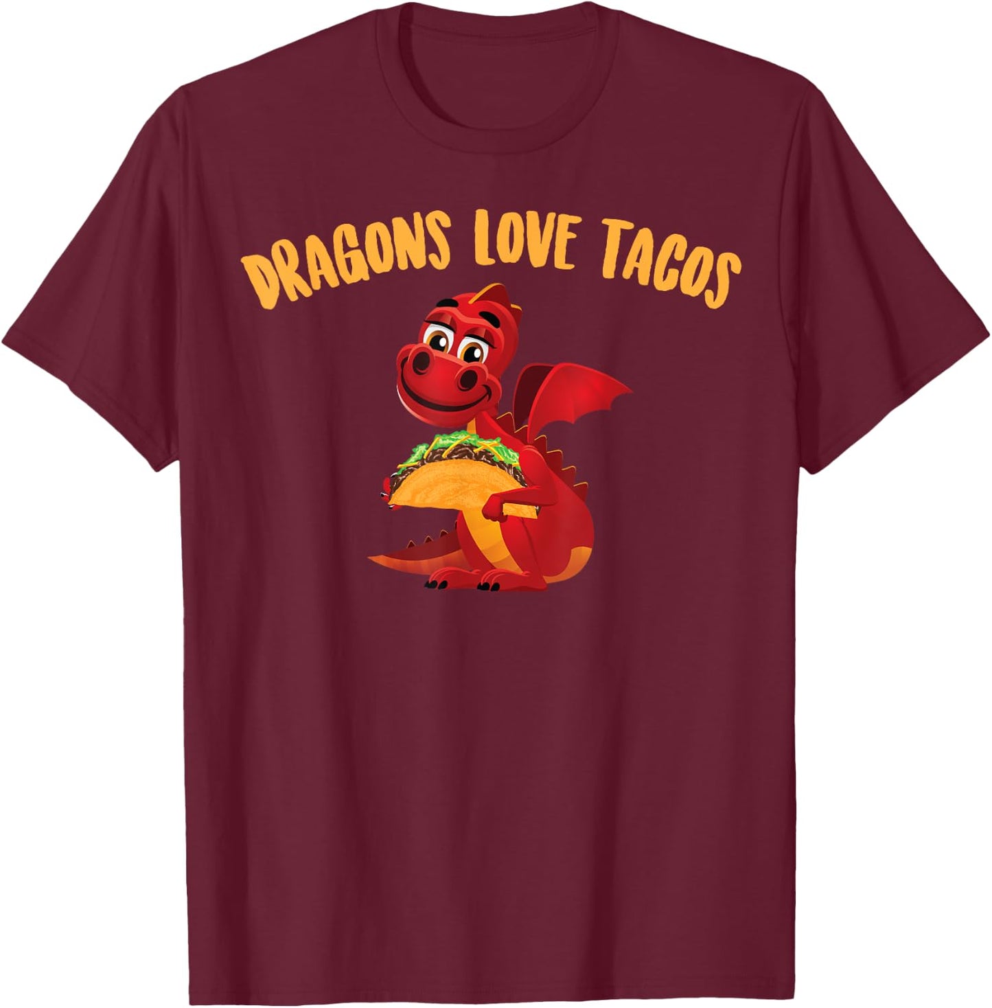 Dragons Love Tacos Shirt | Cool Fish Tacos Dish Funny Gift T-Shirt - T-Shirt | Maroon