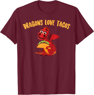 Dragons Love Tacos Shirt | Cool Fish Tacos Dish Funny Gift T-Shirt - T-Shirt | Maroon