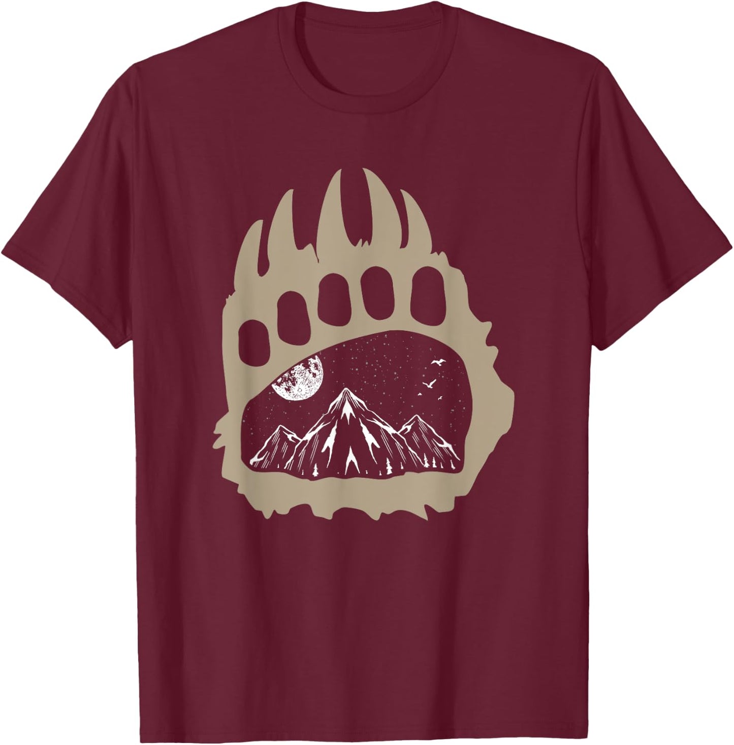 Animal Mountains Outdoor Nature Forest Bear Wildlife Hiking T-Shirt - T-Shirt | Maroon