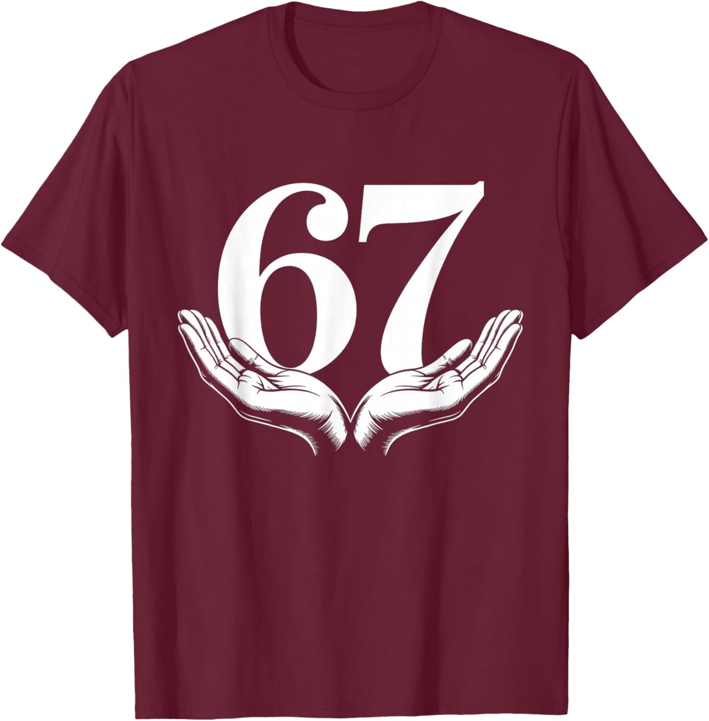 Funny Six Seven 6 7 Meme Gen Alpha Slang T-Shirt - T-Shirt | Maroon