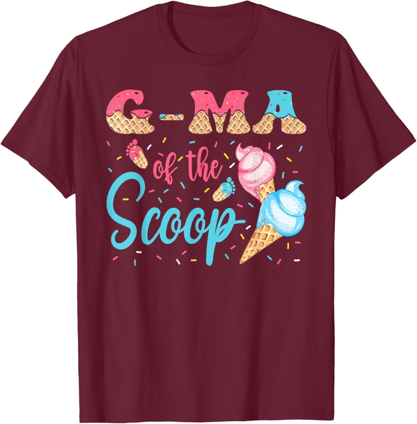 G-Ma Of The Scoop Ice Cream Gender Reveal Baby Shower T-Shirt - T-Shirt | Maroon