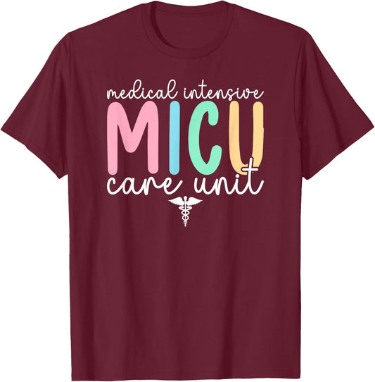 MICU Nurse Boho Medical Intensive Care Unit MICU Nursing T-Shirt - T-Shirt | Maroon