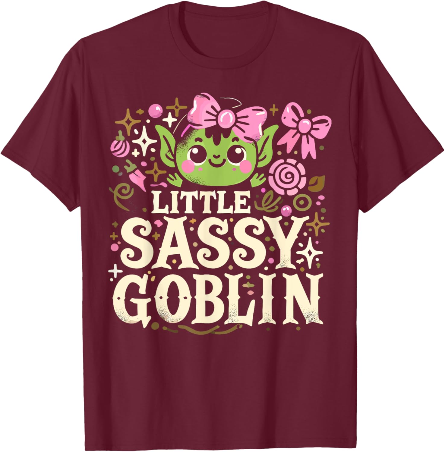 Kids Little Sassy Goblin Goblin And Ghoul Halloween Decor T-Shirt - T-Shirt | Maroon