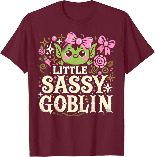 Kids Little Sassy Goblin Goblin And Ghoul Halloween Decor T-Shirt - T-Shirt | Maroon