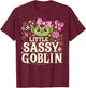 Kids Little Sassy Goblin Goblin And Ghoul Halloween Decor T-Shirt - T-Shirt | Maroon