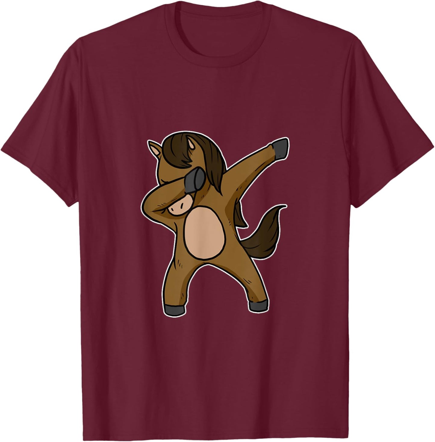 Funny Dabbing Horse Dab Dance Riding Horseback Lover Gift T-Shirt - T-Shirt | Maroon