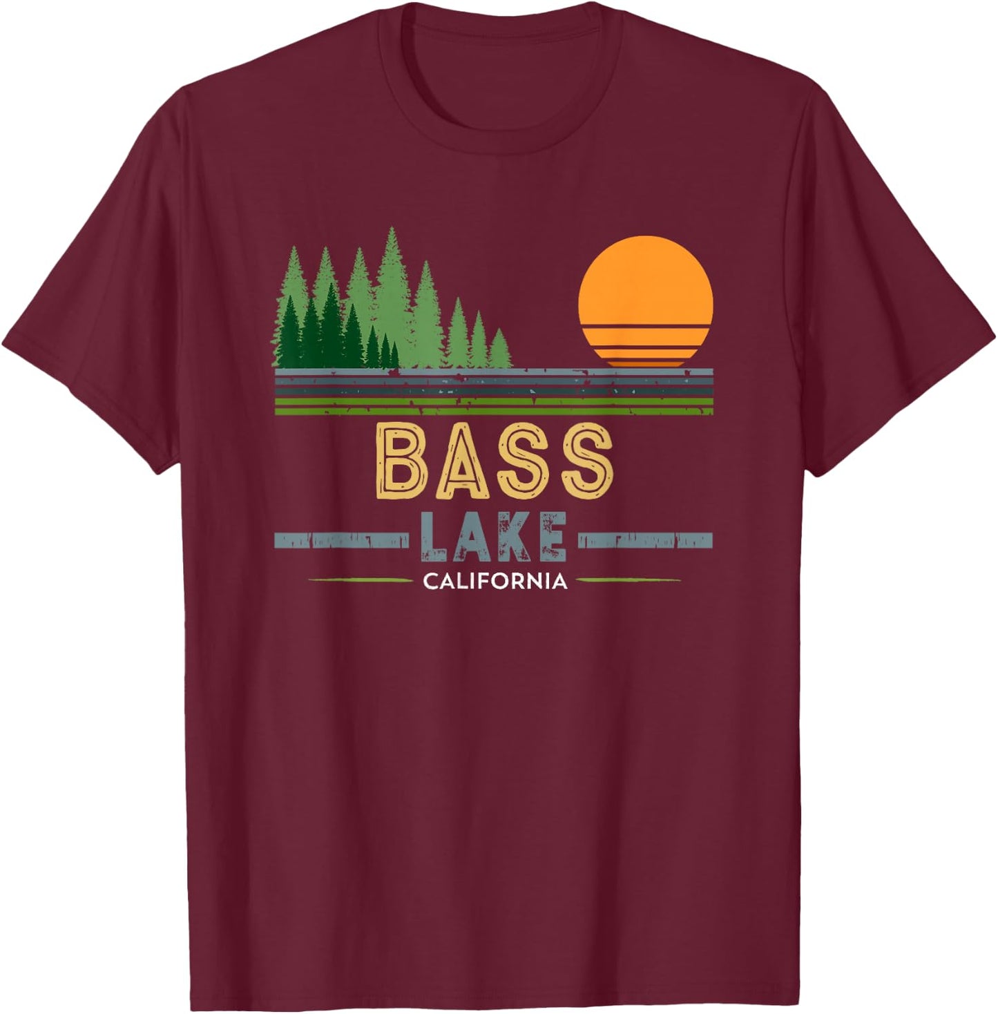 Vintage Bass Lake California T-Shirt - T-Shirt | Maroon