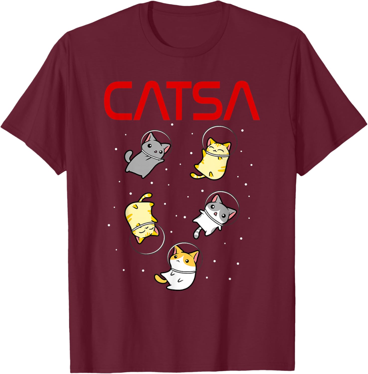 Funny Space Astronaut Cat Gifts Men Women Kids Cats Space T-Shirt - T-Shirt | Maroon