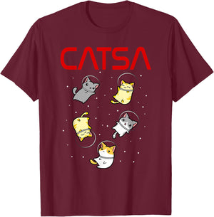 Funny Space Astronaut Cat Gifts Men Women Kids Cats Space T-Shirt - T-Shirt | Maroon