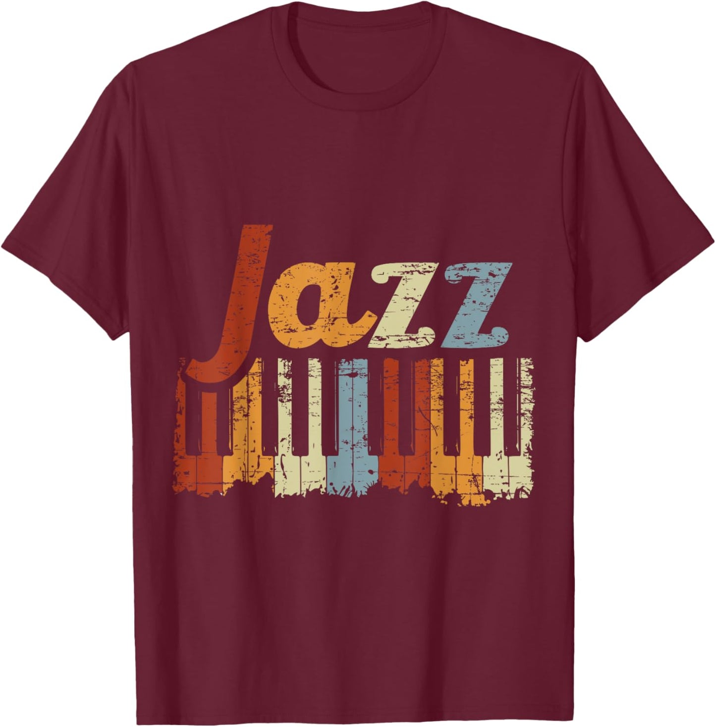 Vintage Piano Musical Instrument Jazz Piano Keys Piano T-Shirt - T-Shirt | Maroon