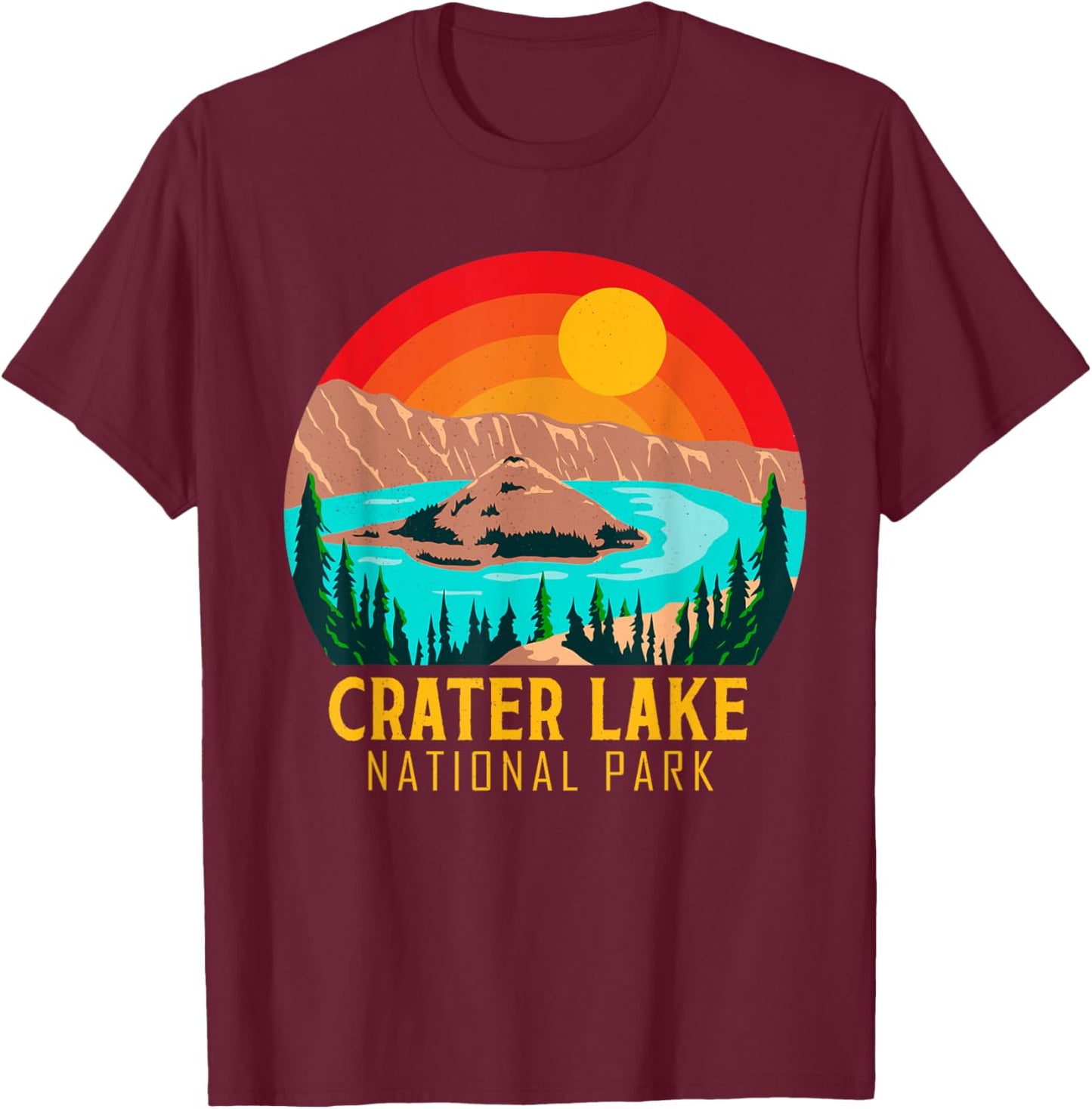 Crater Lake Souvenir National Park Hiking Nature T-Shirt - T-Shirt | Maroon