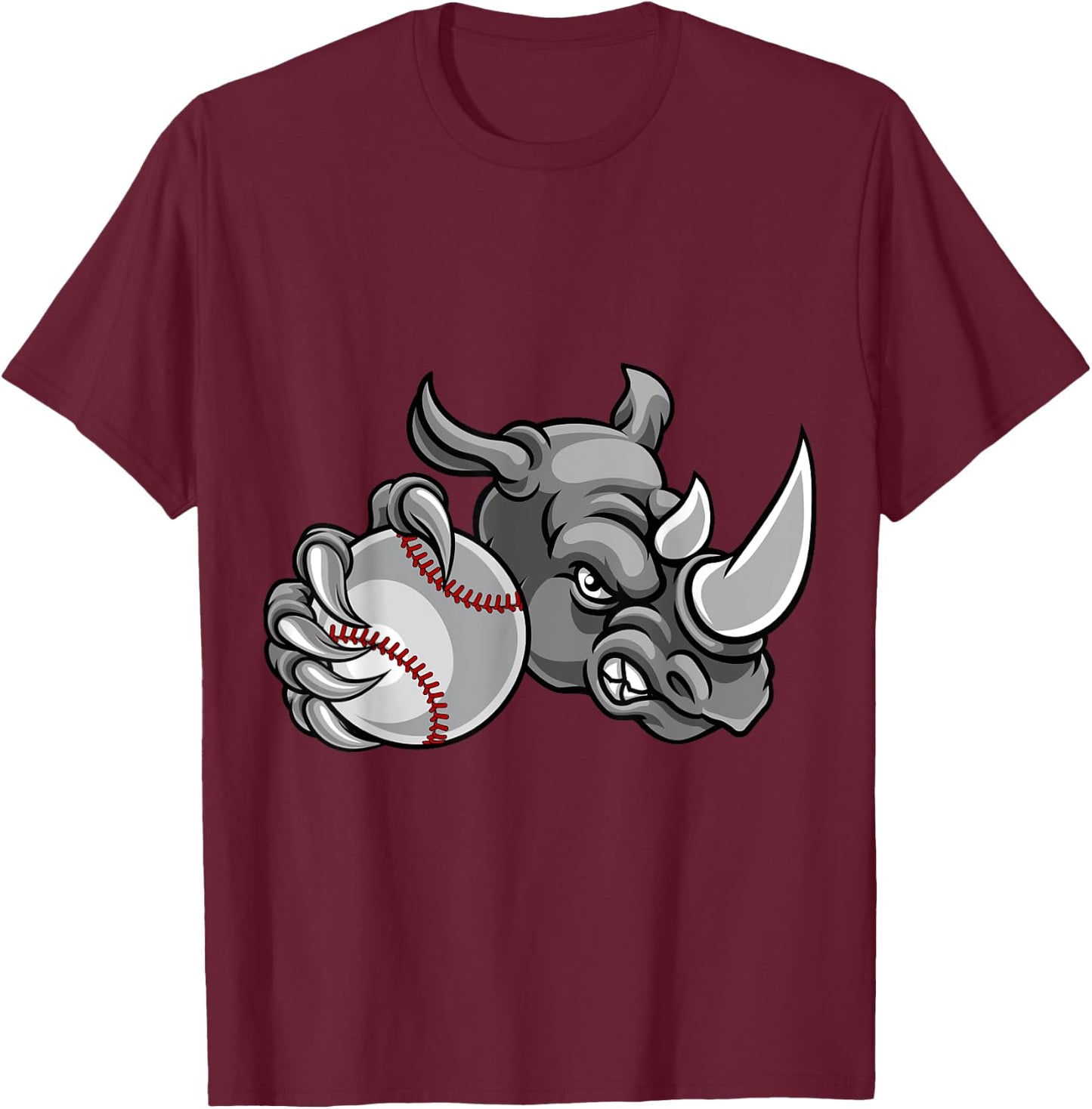 Rhino Baseball Ball Sports Mascot T-Shirt - T-Shirt | Maroon