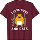 I Love Guns and Cats with AK-47 and a Shotgun 2nd Amendment T-Shirt - T-Shirt | Maroon