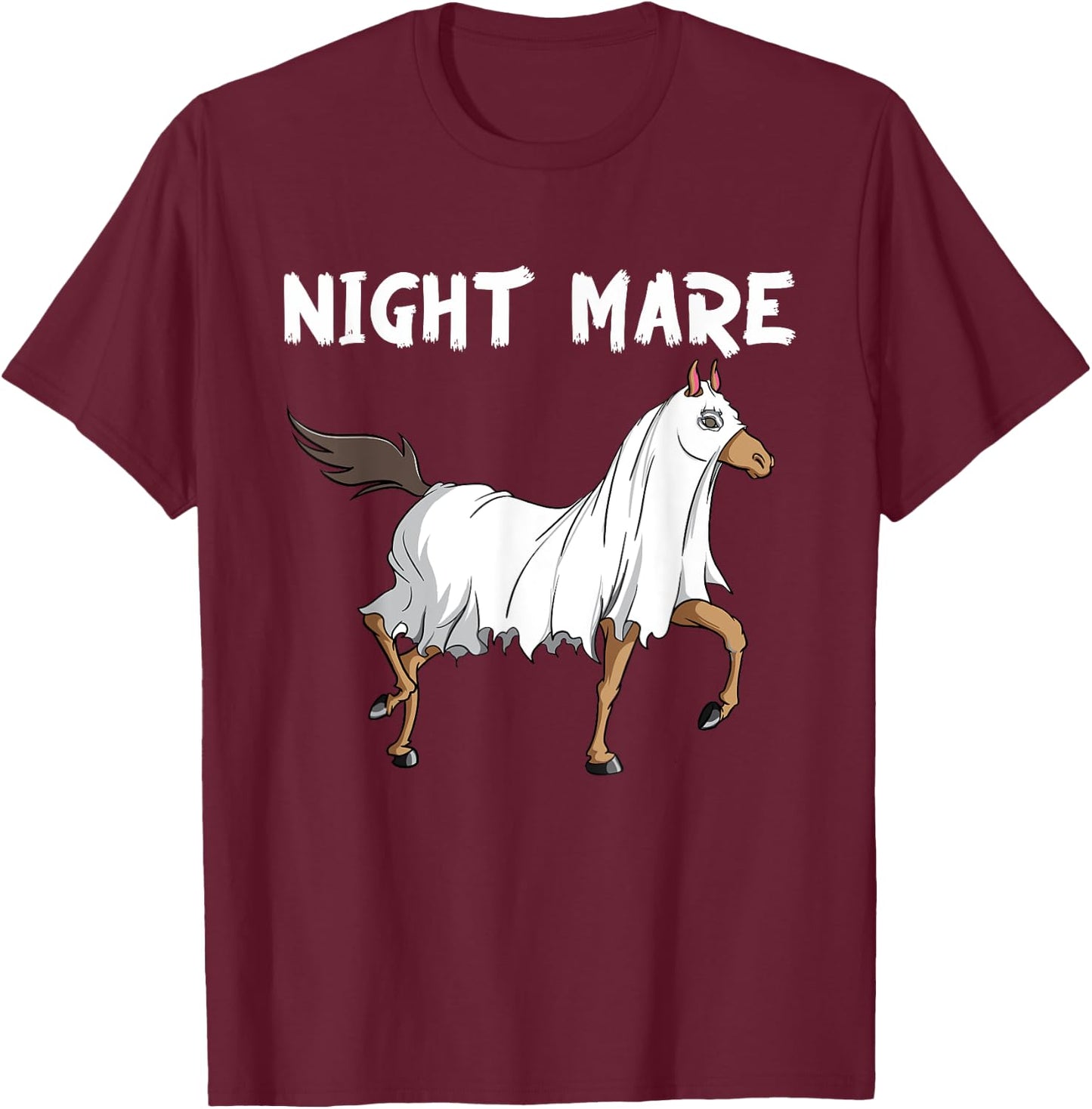 Horse Ghost Night Mare | Equestrian Horse Lover Halloween T-Shirt - T-Shirt | Maroon
