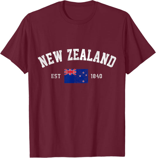 New Zealand Est. 1840 Kiwi Flag Independence Day T-Shirt - T-Shirt | Maroon