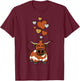 Cute Longhorn Cow With Hearts T-Shirt - T-Shirt | Maroon