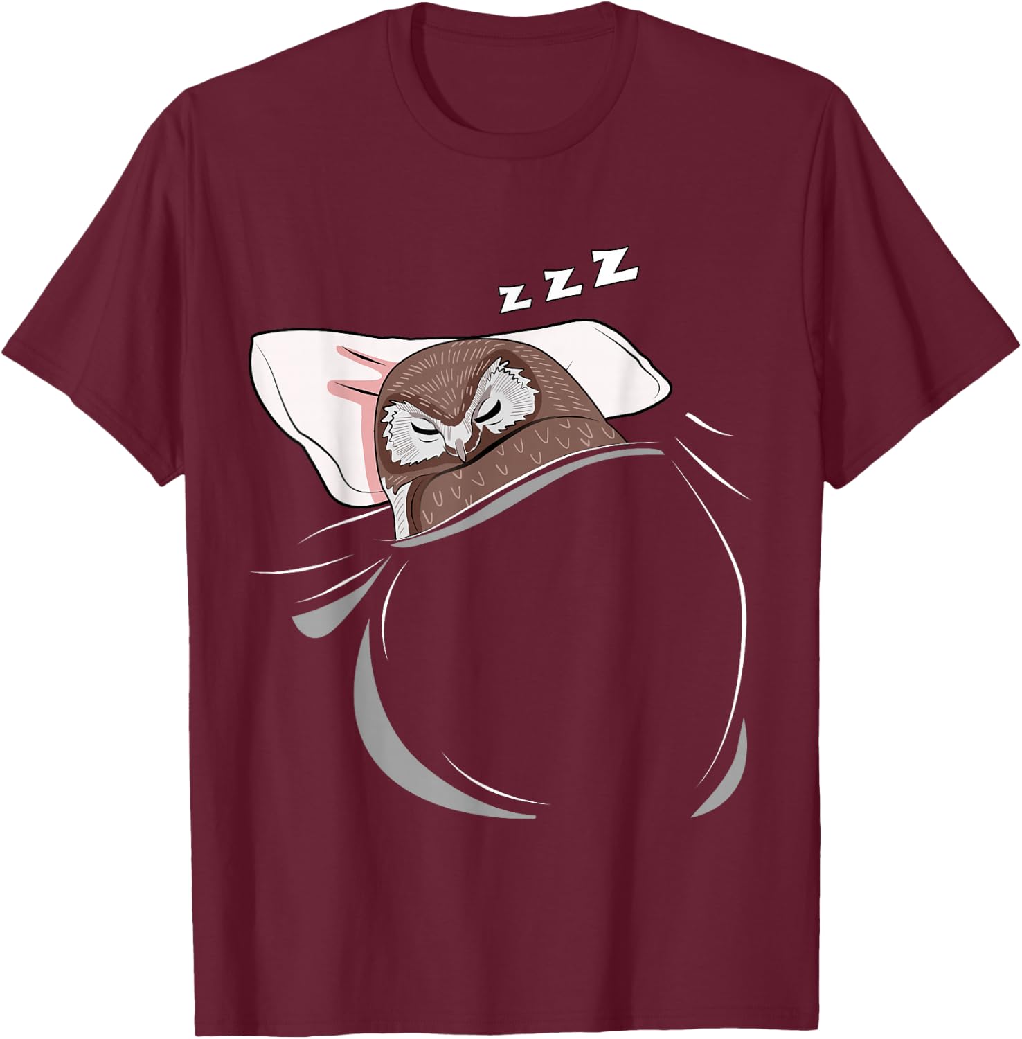 Owl Sleeping Animal Pajamas Nap PJs Outfit Gift Owl T-Shirt - T-Shirt | Maroon
