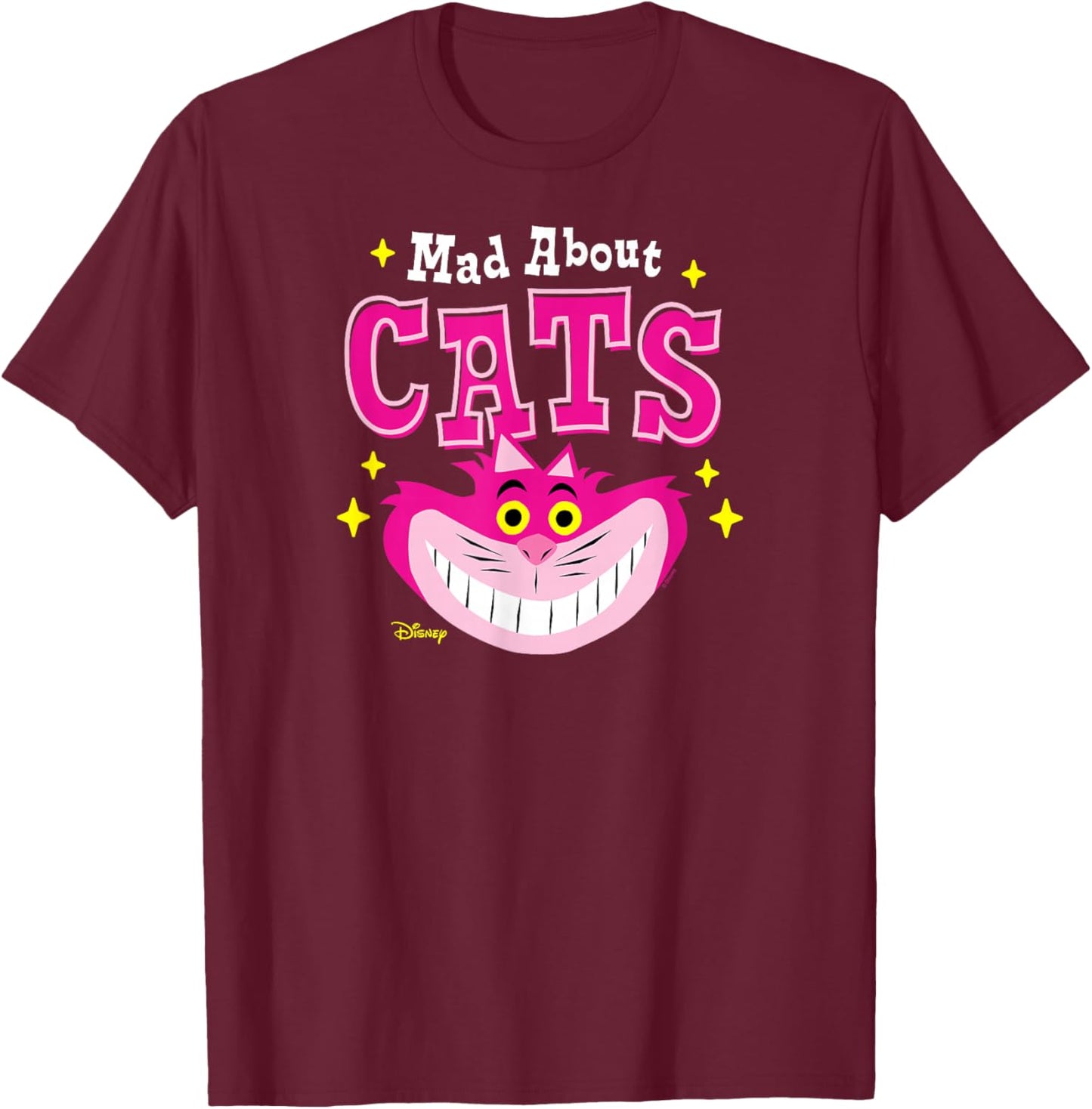 Alice in Wonderland - Cheshire Mad About Cats T-Shirt - T-Shirt | Maroon