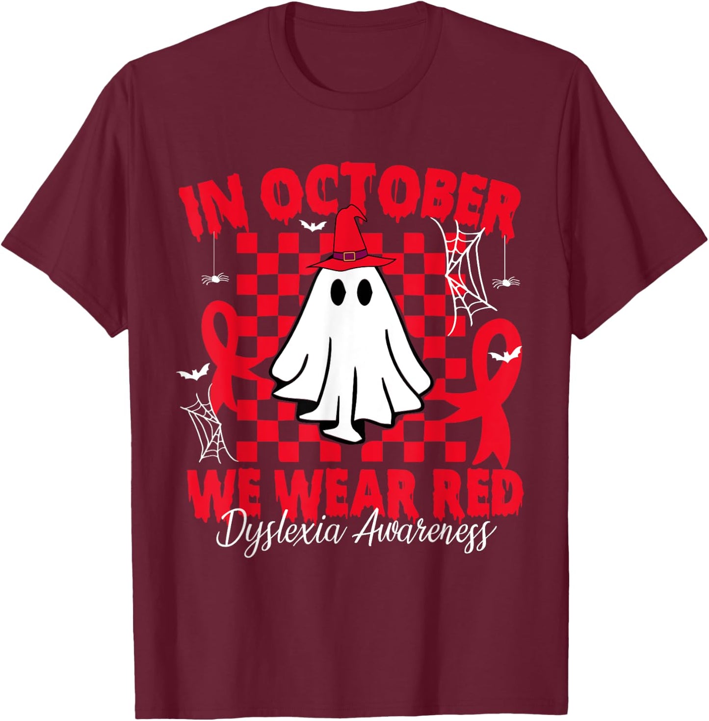 I Wear Red Dyslexia Awareness Month Dyslexia T-Shirt - T-Shirt | Maroon
