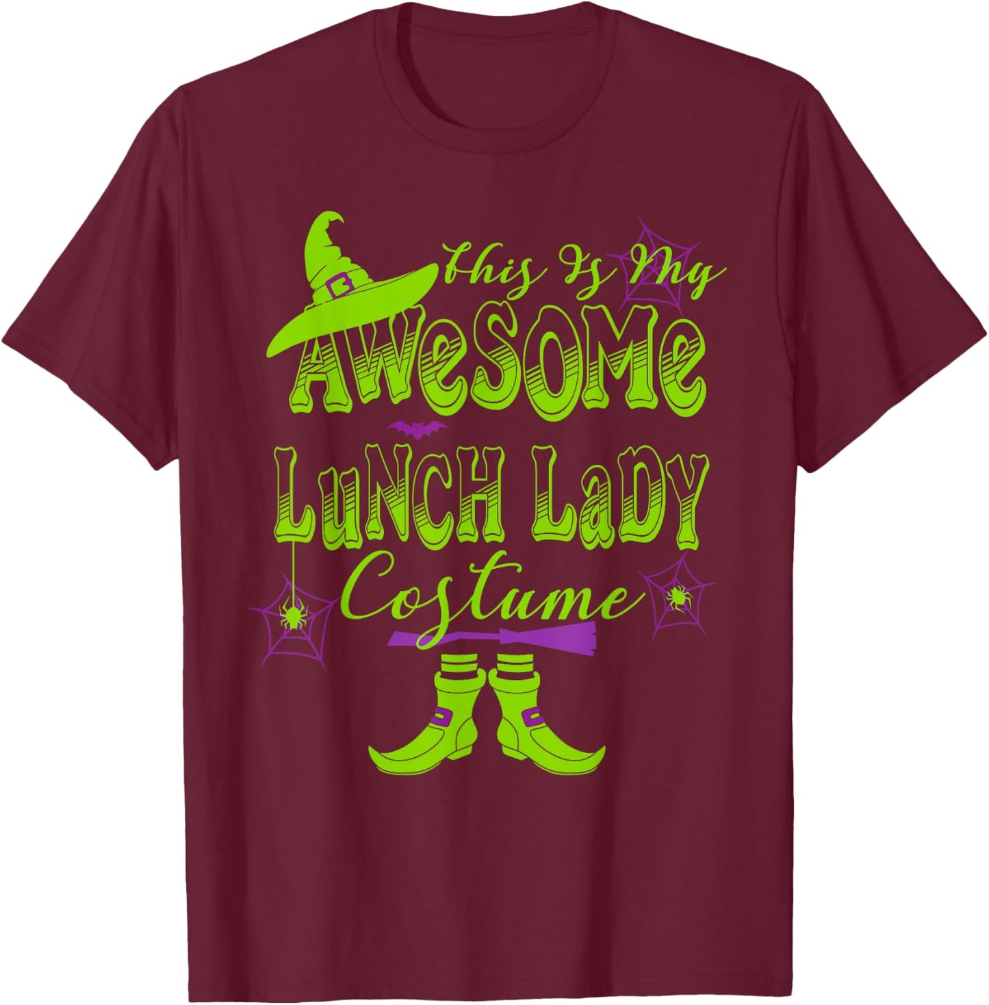 Halloween This Is My Awesome Lunch Lady Costume Cute T-Shirt - T-Shirt | Maroon