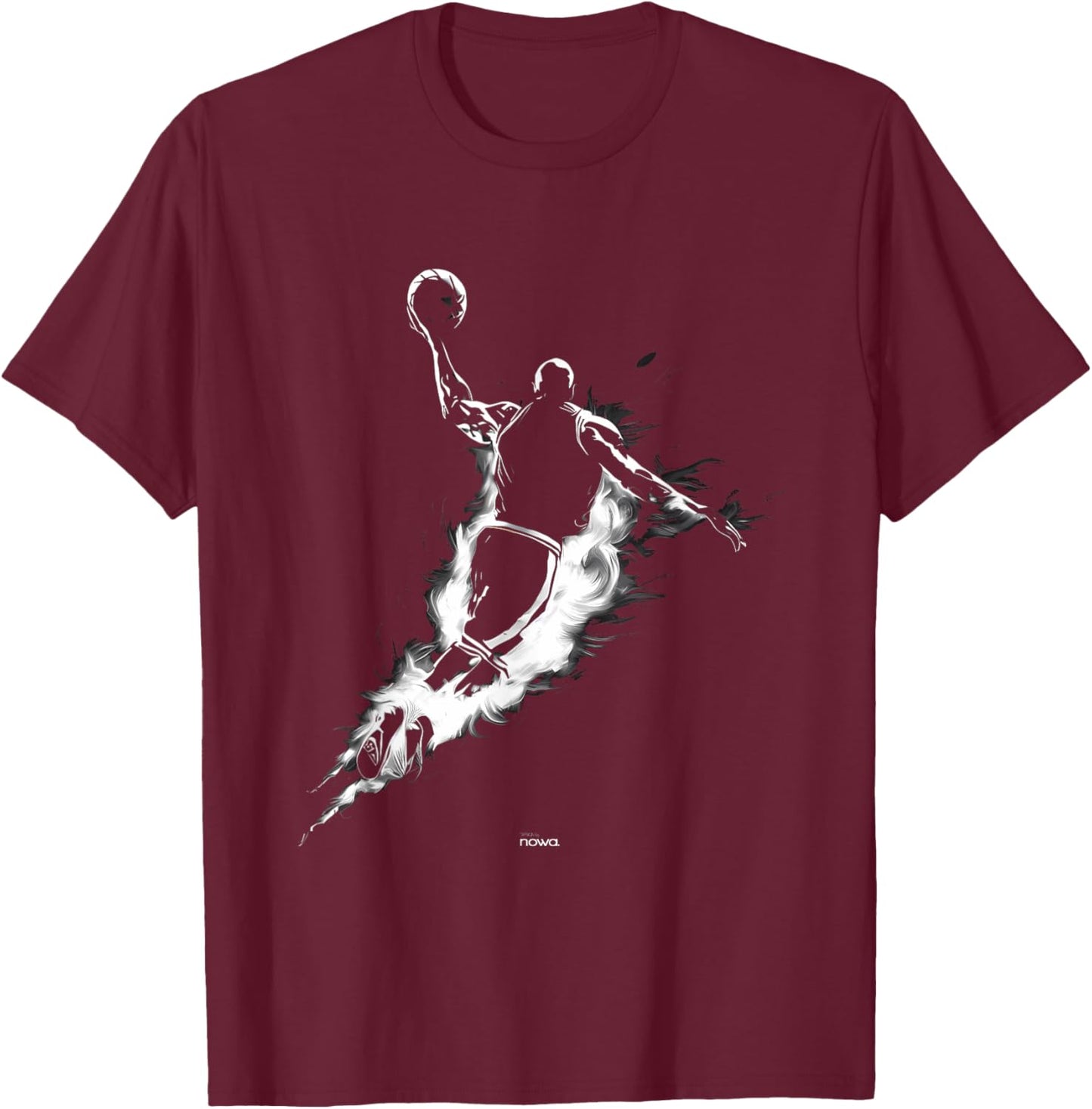 Basketball Hoop Jumping Flying Player Ready for Slam Dunk T-Shirt - T-Shirt | Maroon