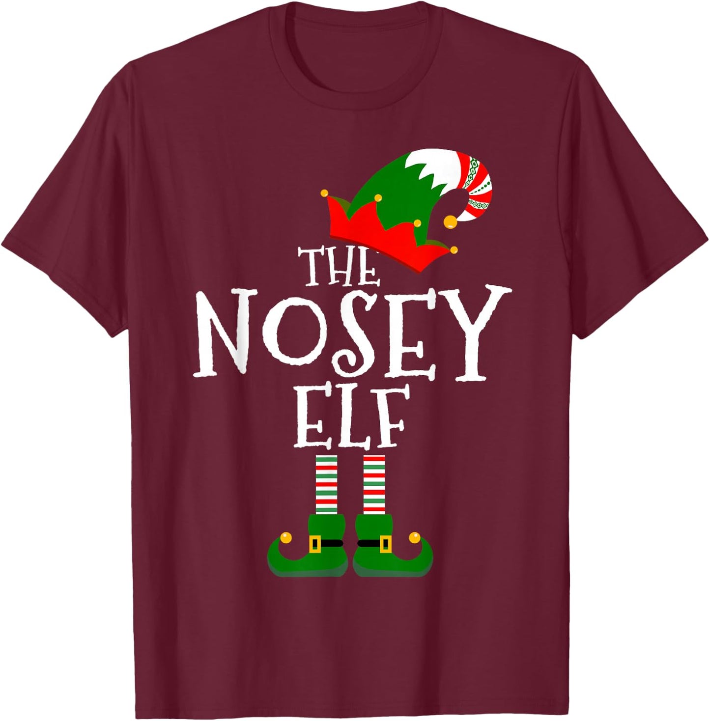 The Nosey Elf Costume Matching Family Group Gift Christmas T-Shirt - T-Shirt | Maroon