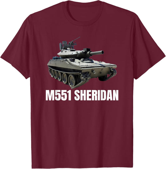 M551 Sheridan American Cold War Tank T-Shirt - T-Shirt | Maroon