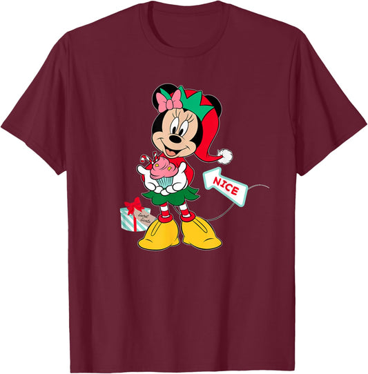 Disney Minnie Mouse Secret Santa Cupcake Nice for Christmas T-Shirt - T-Shirt | Maroon