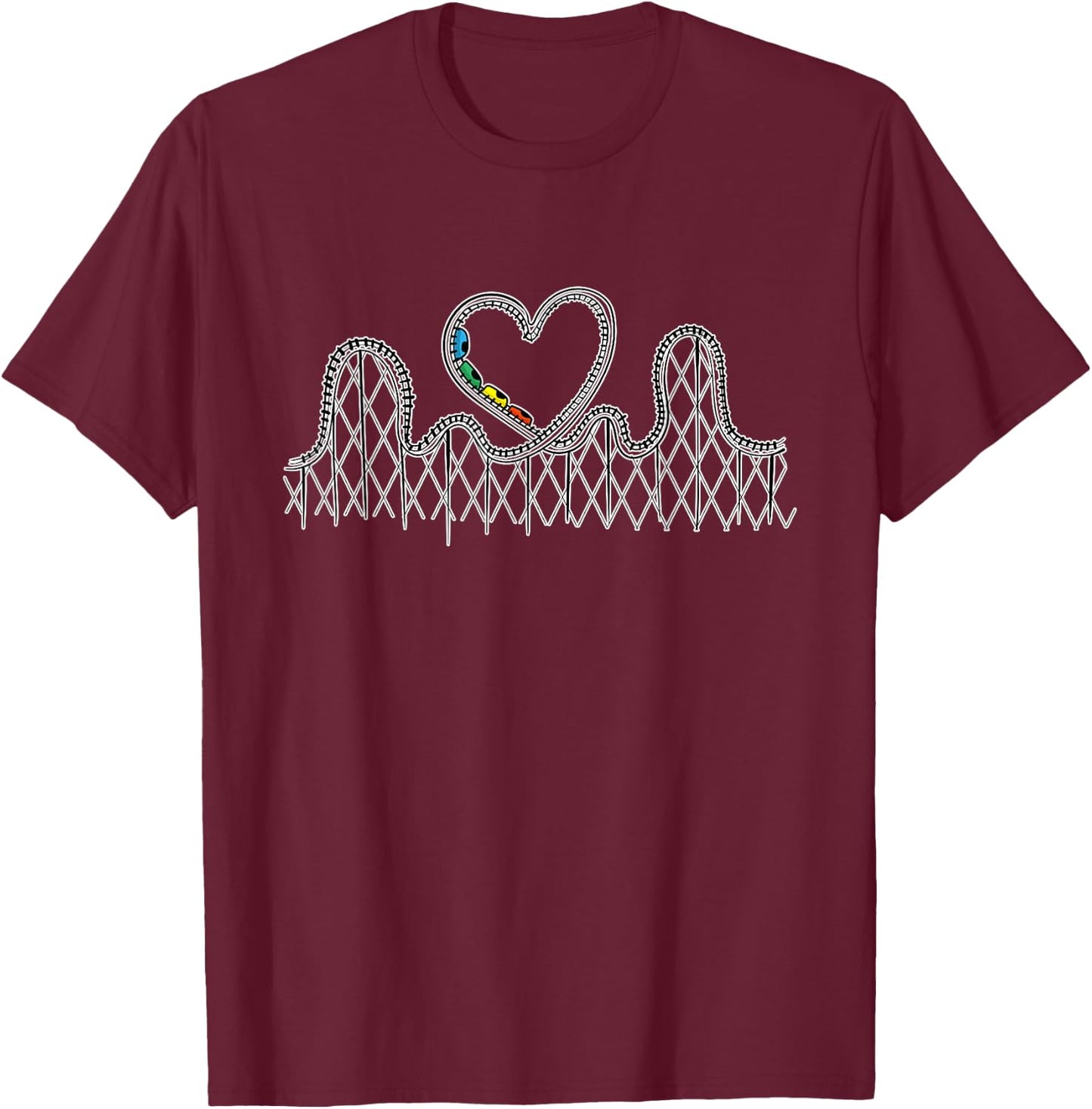Rollercoaster Lover Gift Rollercoaster Thrilling Heart Gifts T-Shirt - T-Shirt | Maroon