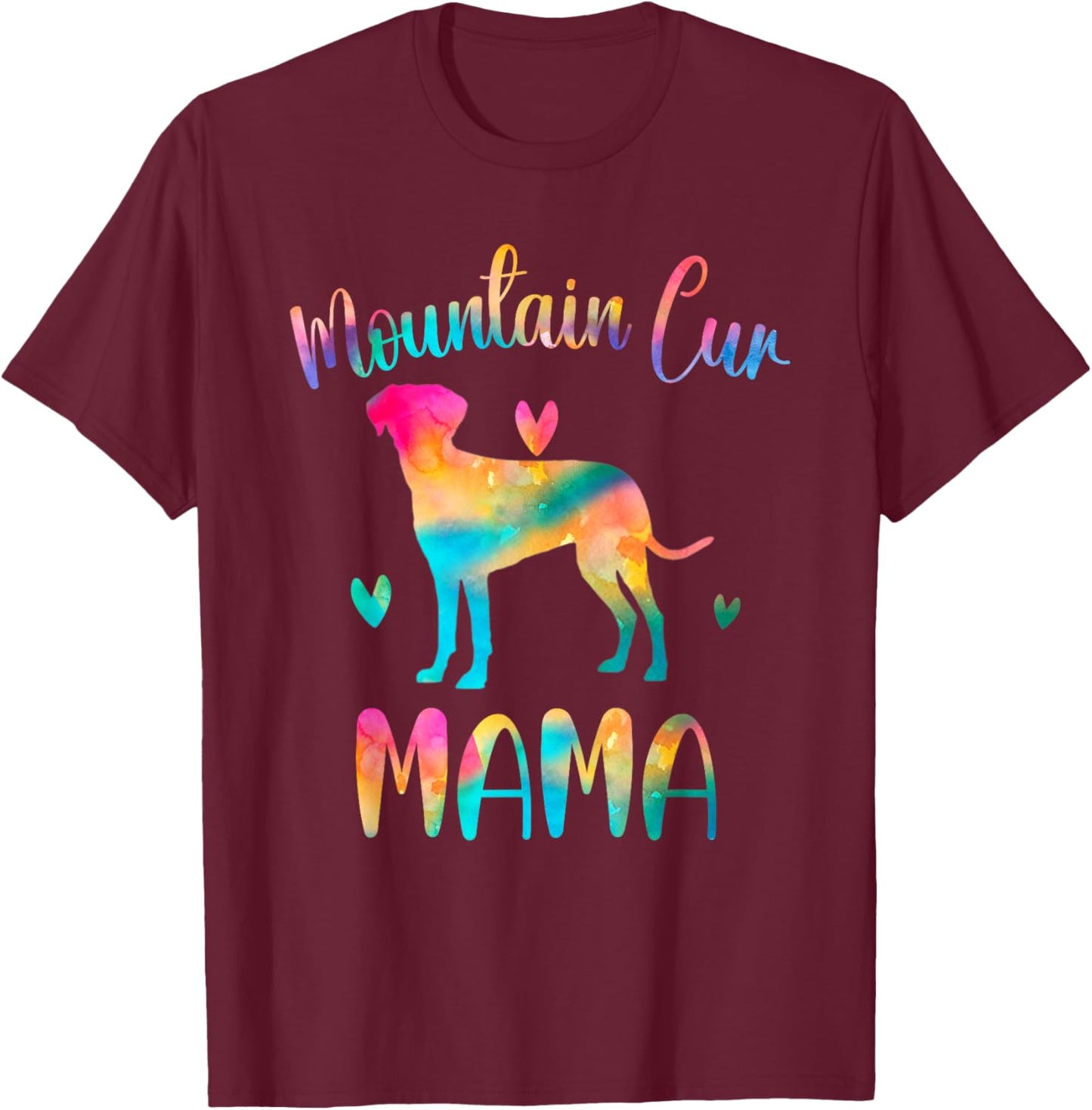 Mountain Cur Mama Colorful Mountain Cur Cute Gifts Dog Mom T-Shirt - T-Shirt | Maroon