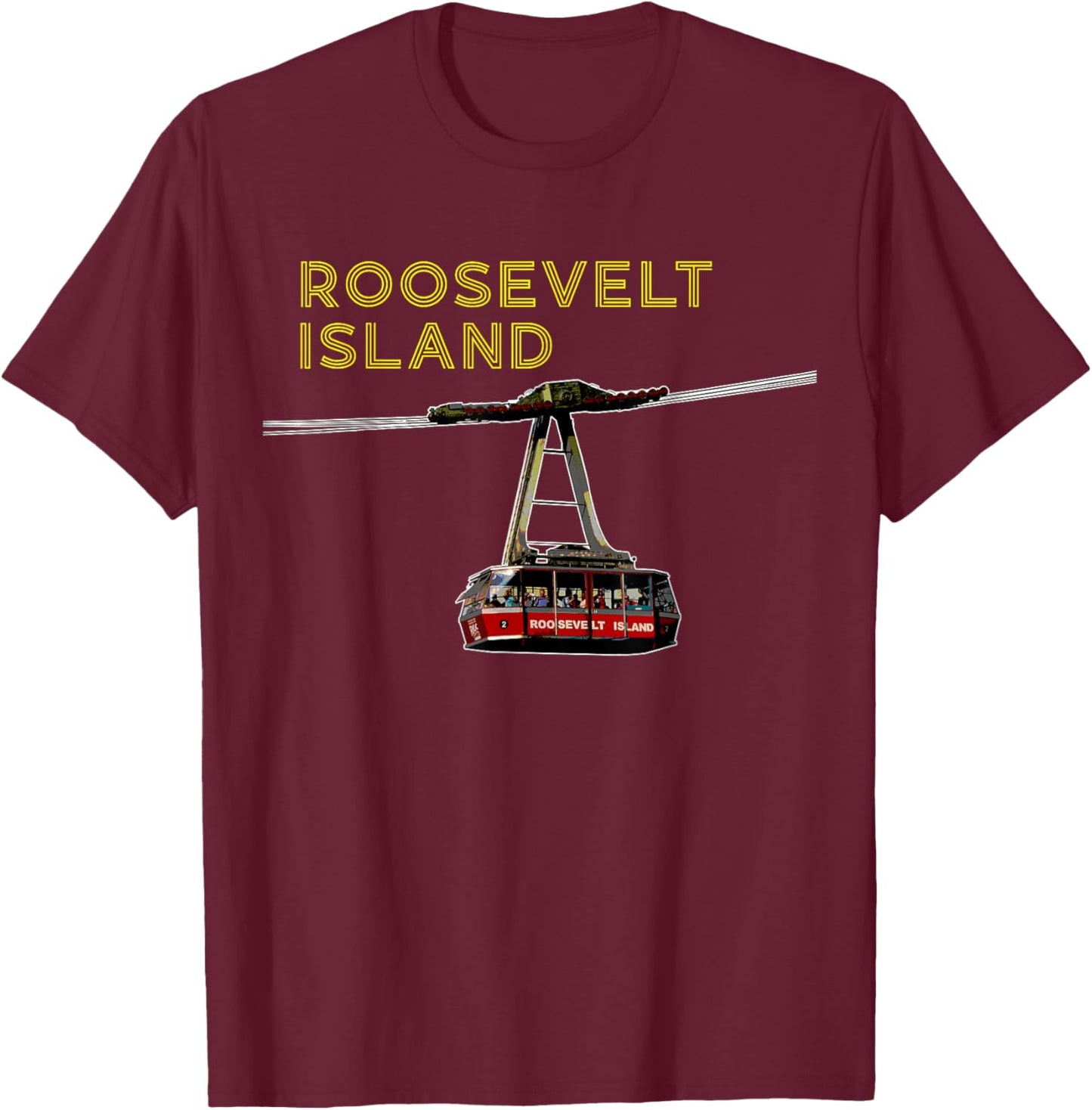 Roosevelt Island Tramway New York NYC Neighborhood Retro T-Shirt - T-Shirt | Maroon