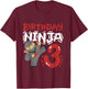Birthday Ninja 3 Years Old Karate Kids 3rd Birthday Boys T-Shirt - T-Shirt | Maroon
