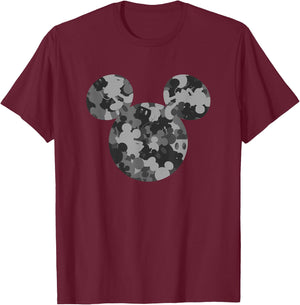 Disney Mickey Camo Gray T-Shirt - T-Shirt | Maroon