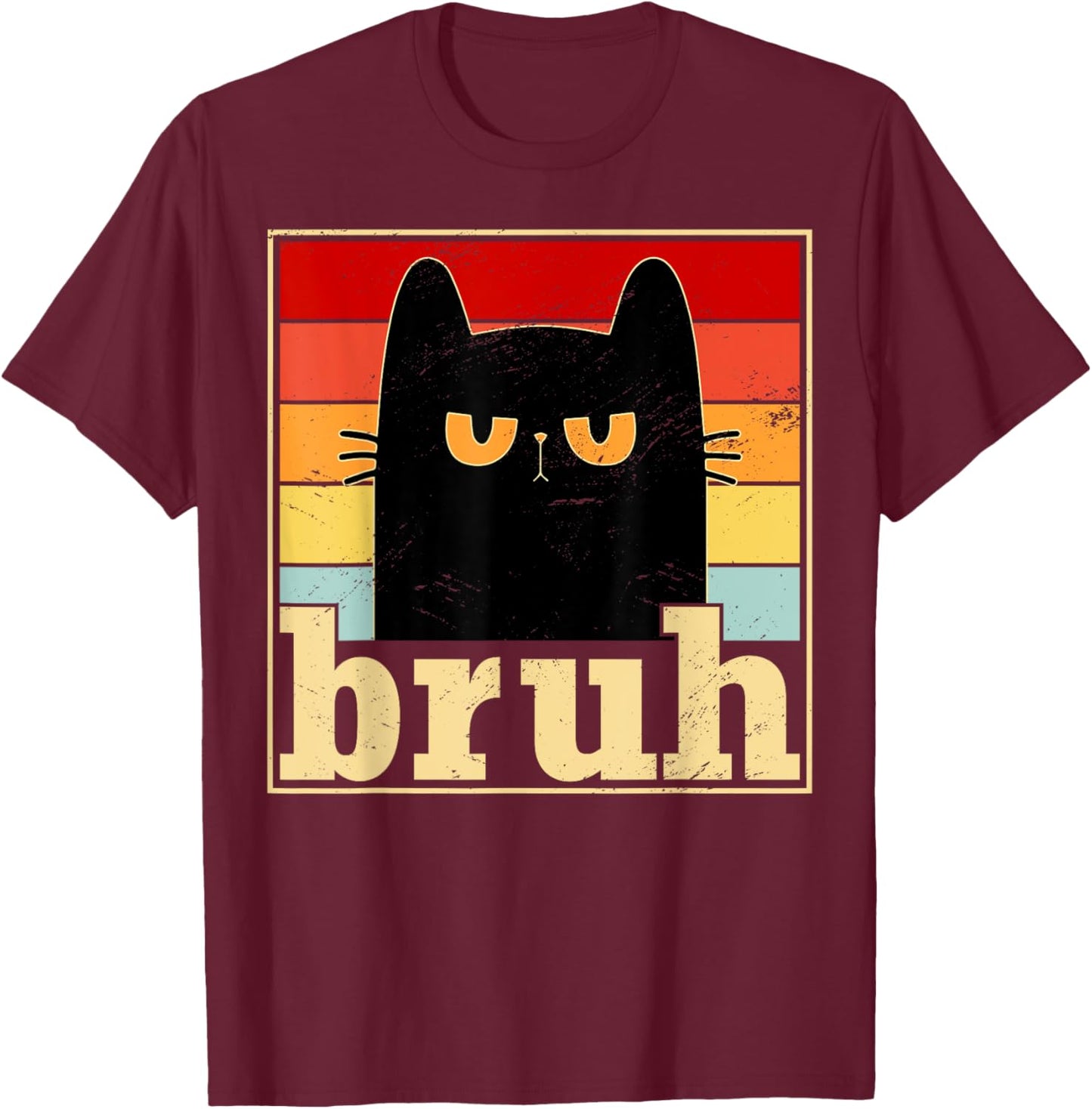 Funny Bruh Cat Meme Shirt for Teens Boys Girls Men Women T-Shirt - T-Shirt | Maroon