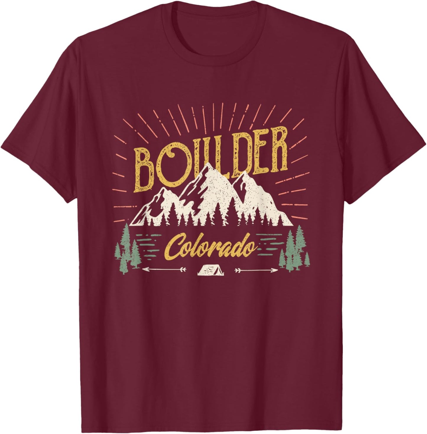 Mountains Boulder Colorado - Boulder CO T-Shirt - T-Shirt | Maroon