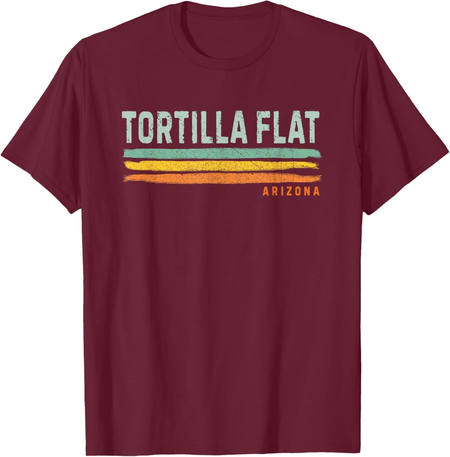 Vintage Stripes Tortilla Flat AZ T-Shirt - T-Shirt | Maroon