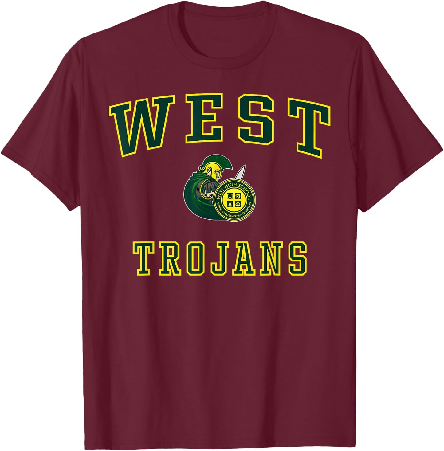 West High School Trojans C1 T-Shirt - T-Shirt | Maroon