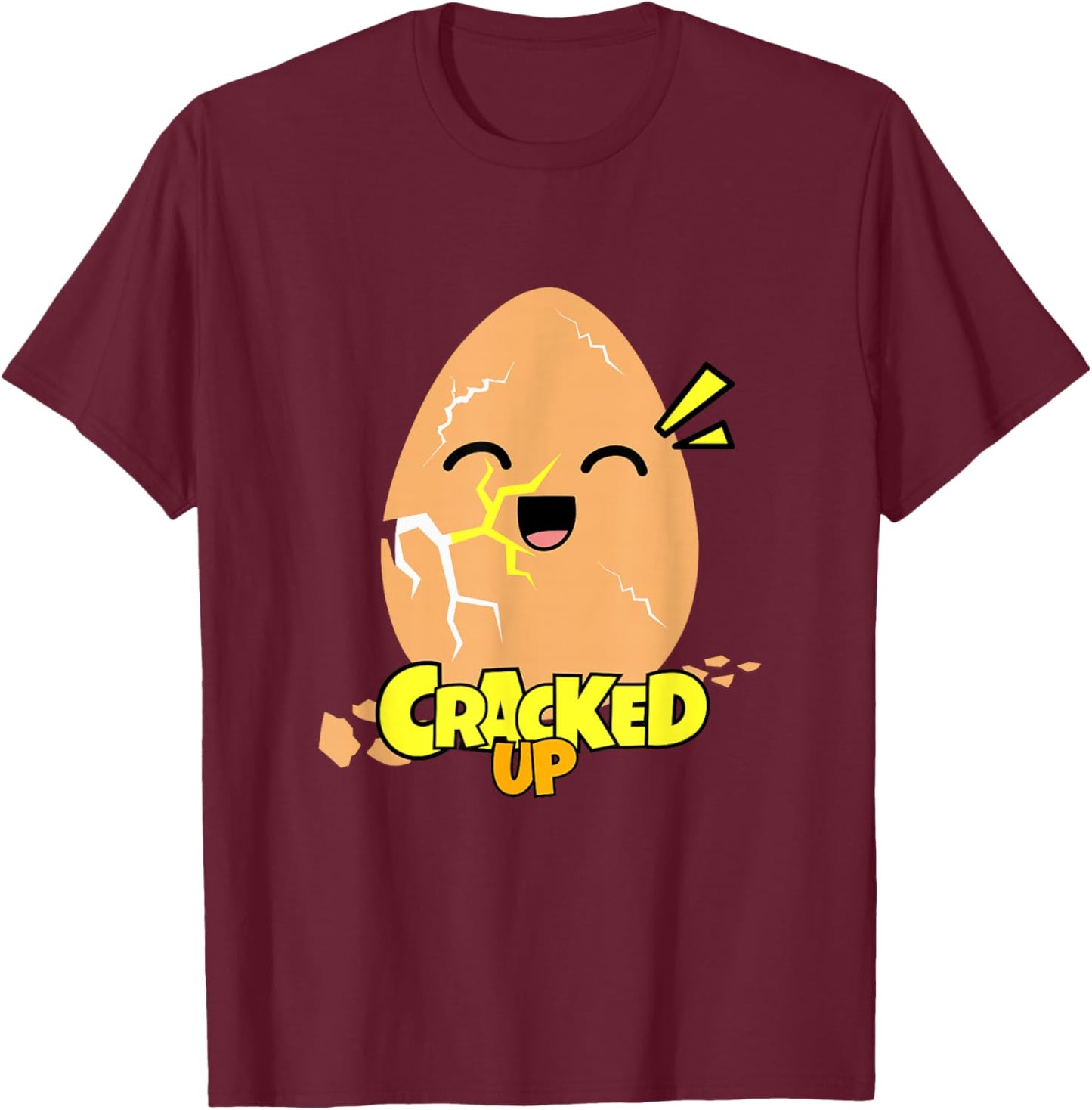 Cracked Up Laughing Egg Hilarious Humor Funny T-Shirt - T-Shirt | Maroon
