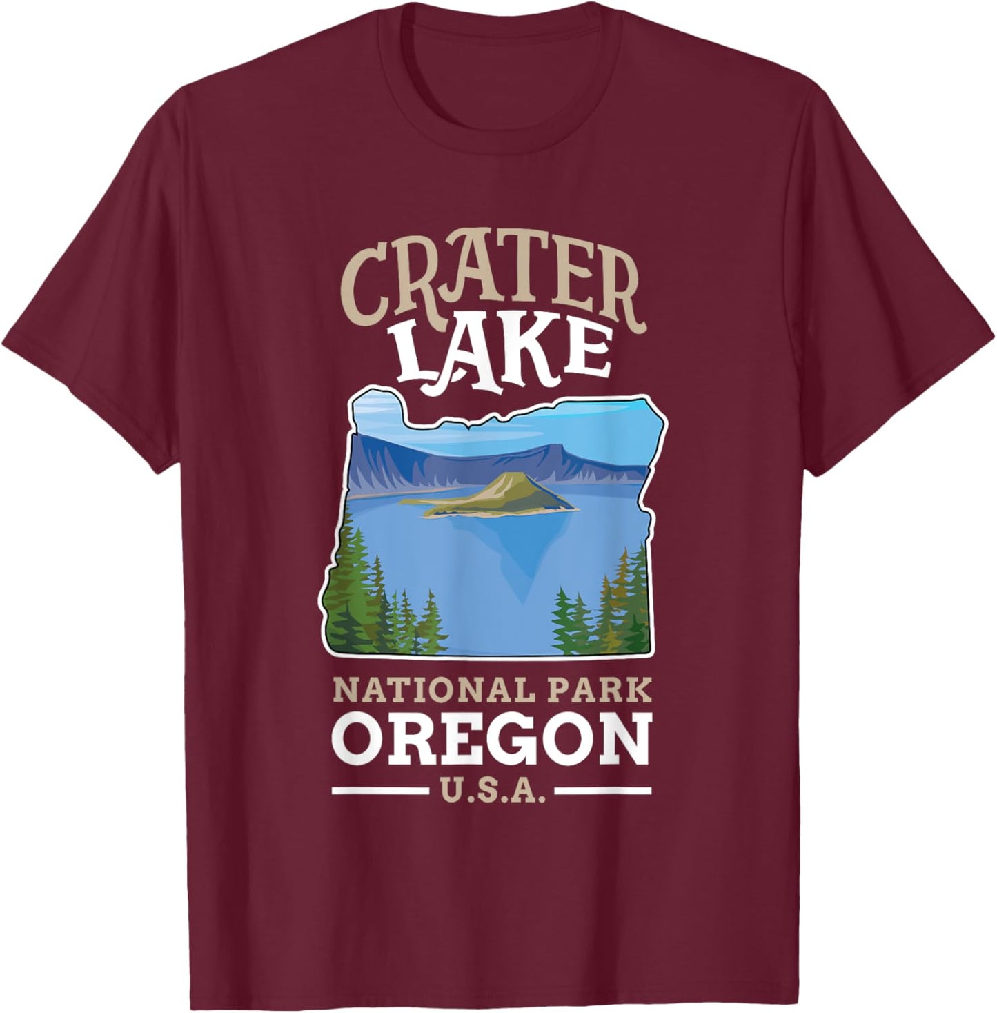 Crater Lake National Park US Oregon T-Shirt - T-Shirt | Maroon