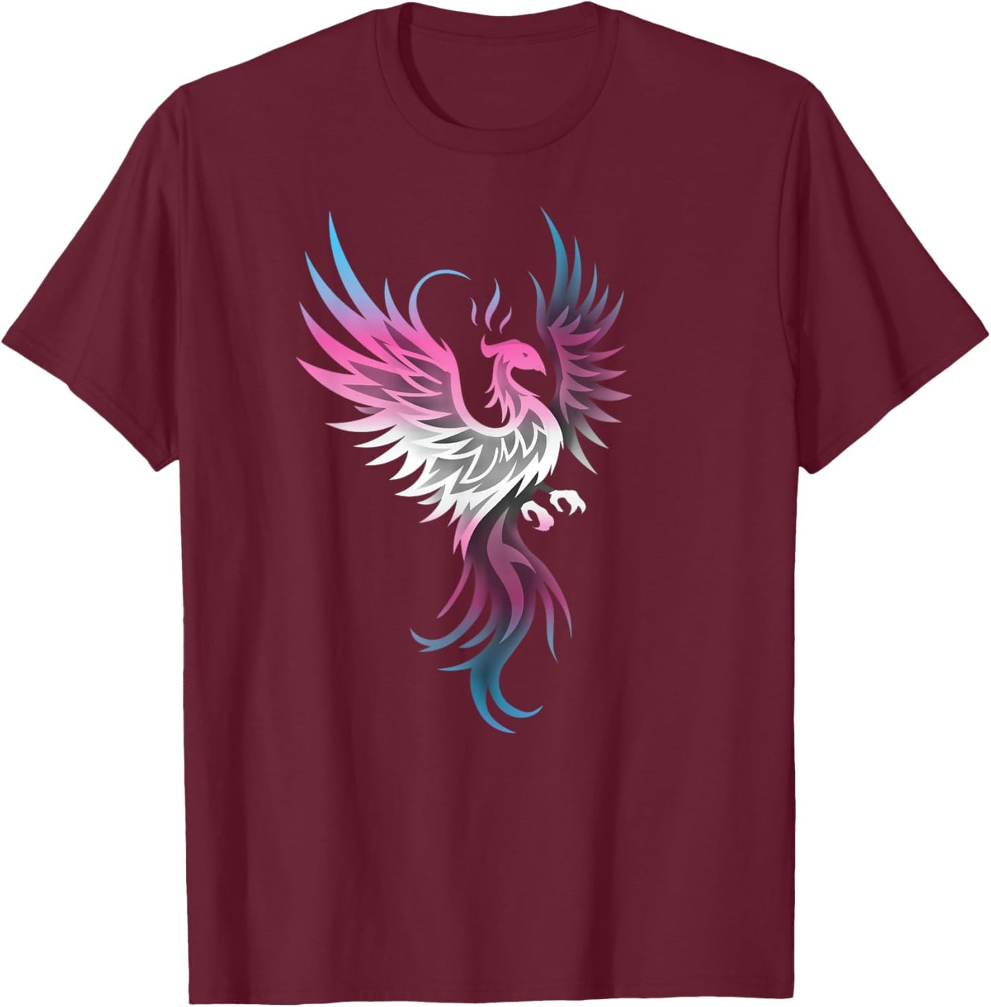 Transgender Phoenix Bird Trans Pride Flag Rising From Ashes T-Shirt - T-Shirt | Maroon