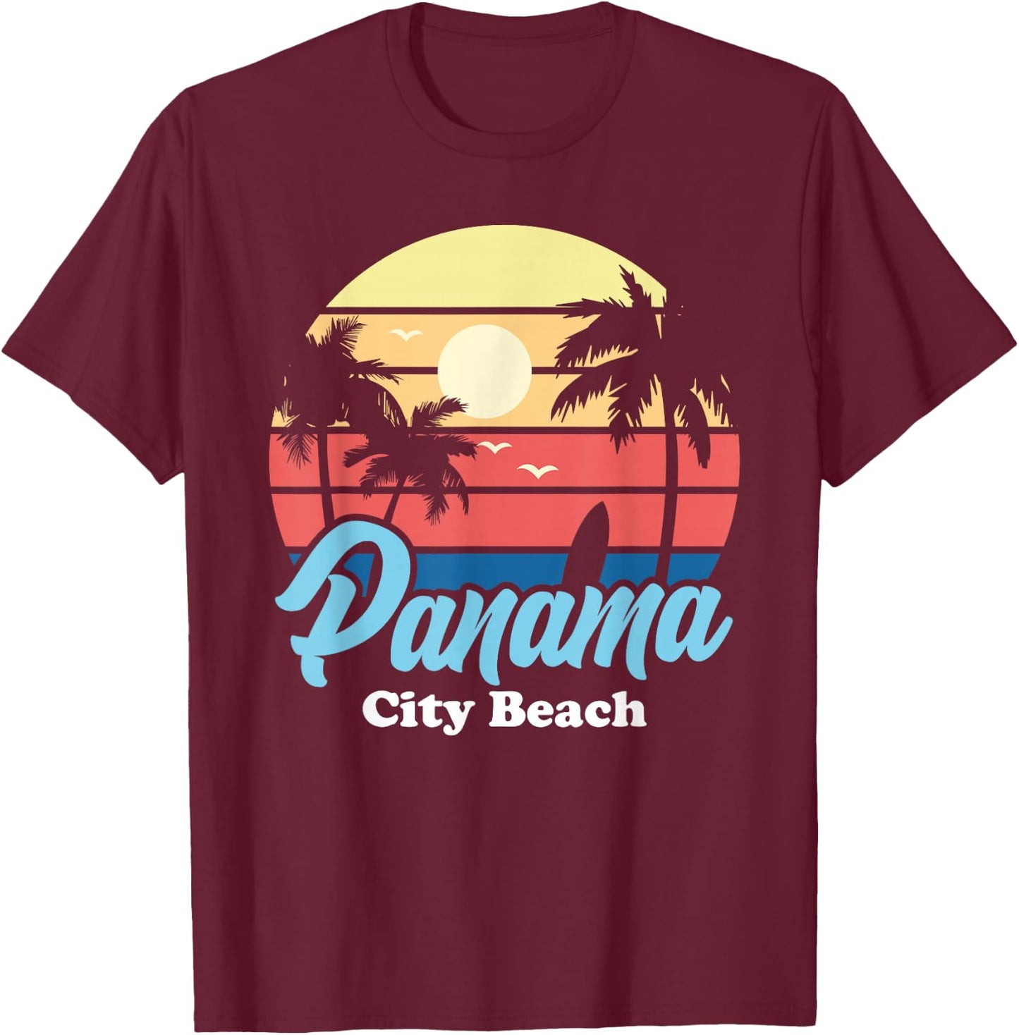 Panama City Beach Surfer Surfing Souvenir Retro T-Shirt - T-Shirt | Maroon