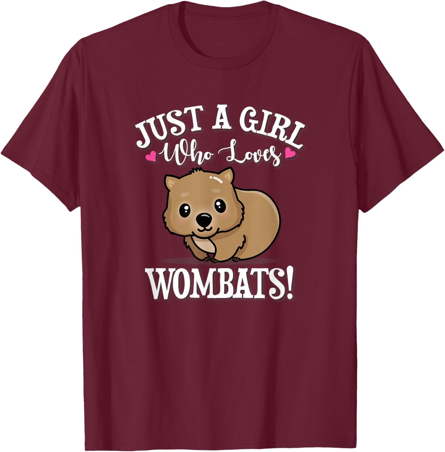 Chibi Anime Kawaii Kids Girl Who Loves Wombats Lover T-Shirt - T-Shirt | Maroon