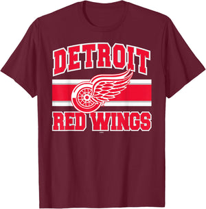 Detroit Red Wings Stripe Black Officially Licensed T-Shirt - T-Shirt | Maroon