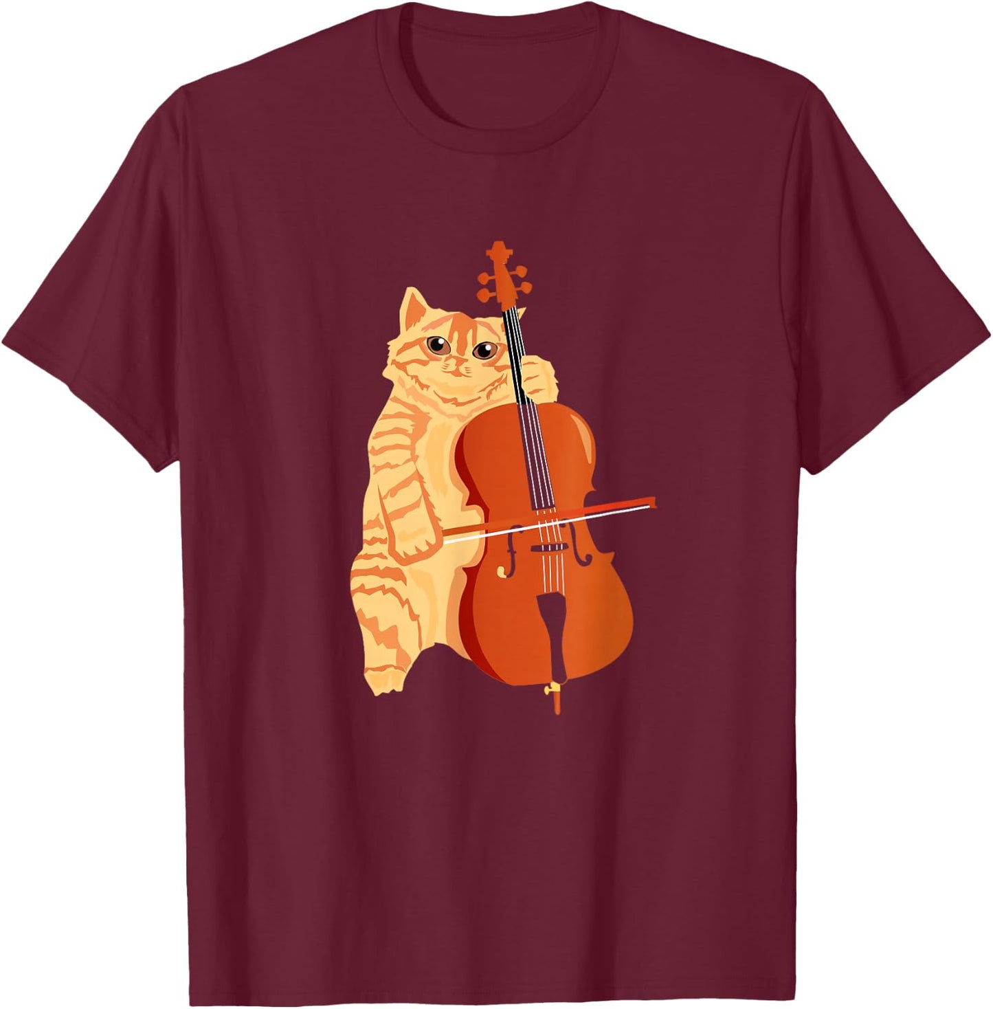 Cello Cat Kitten Bow Instrument Player Shirt Cellist Gift T-Shirt - T-Shirt | Maroon