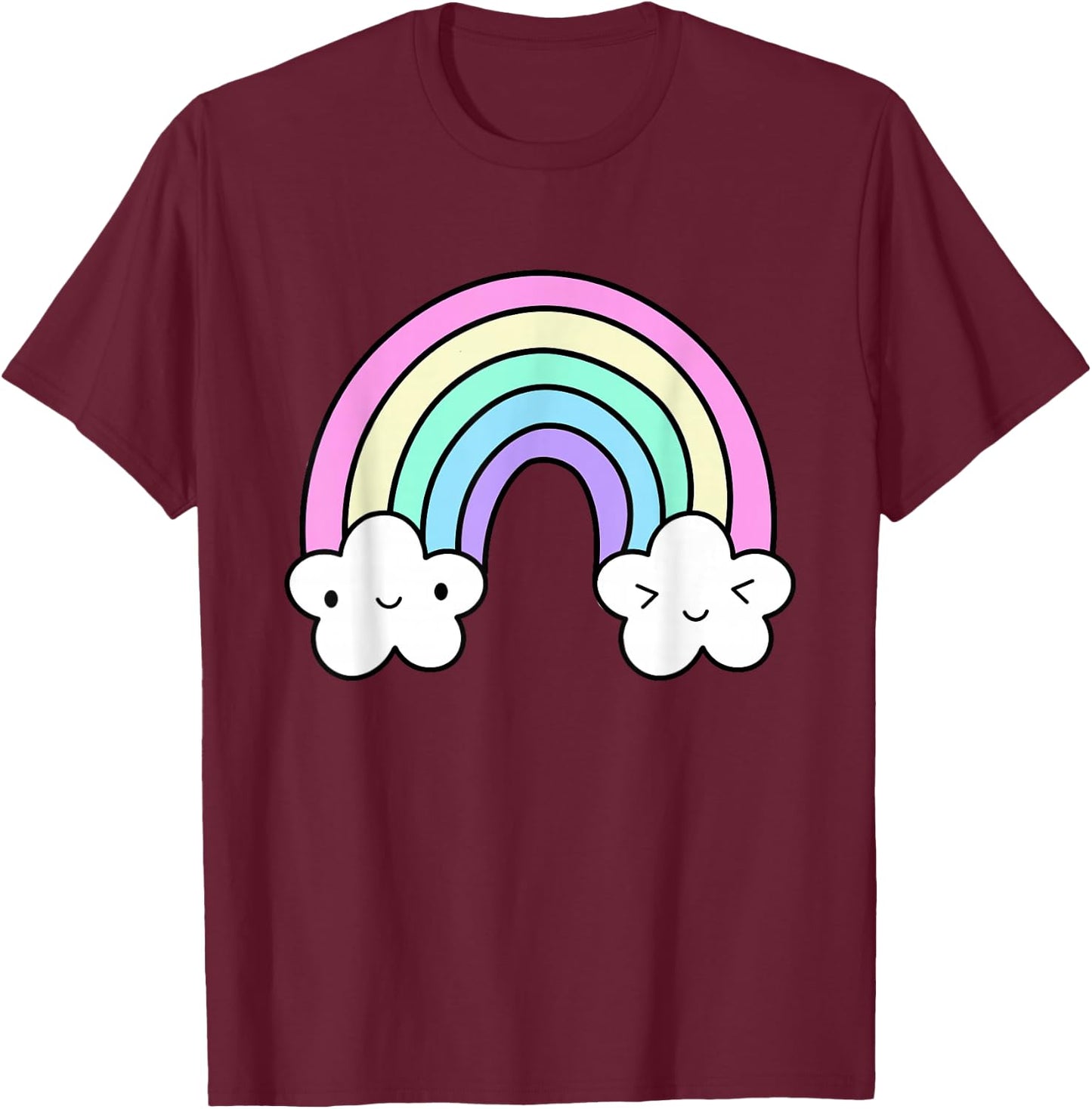 Kawaii Rainbow Clothes Pastel Aesthetic Cute Harajuku T-Shirt - T-Shirt | Maroon